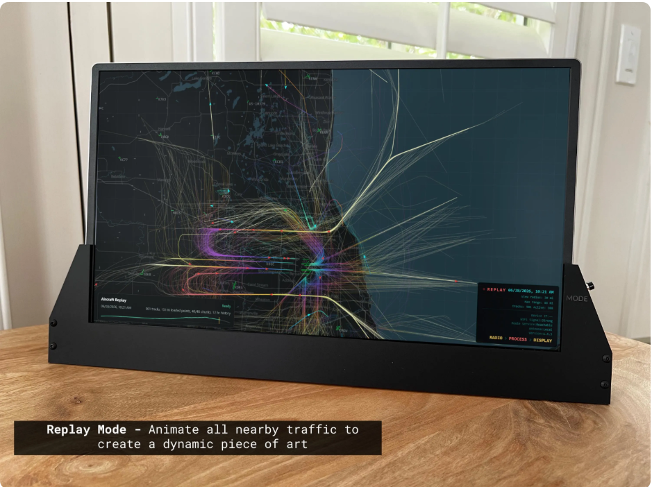 Replay mode showing animated flight trails